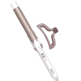 Conair Double Ceramic 1-Inch Curling Iron with Claw Clip, 1-Inch Barrel Creates Classic Curls, Hair Curler for Use on Short, Medium, & Long Hair, White/Rose Gold