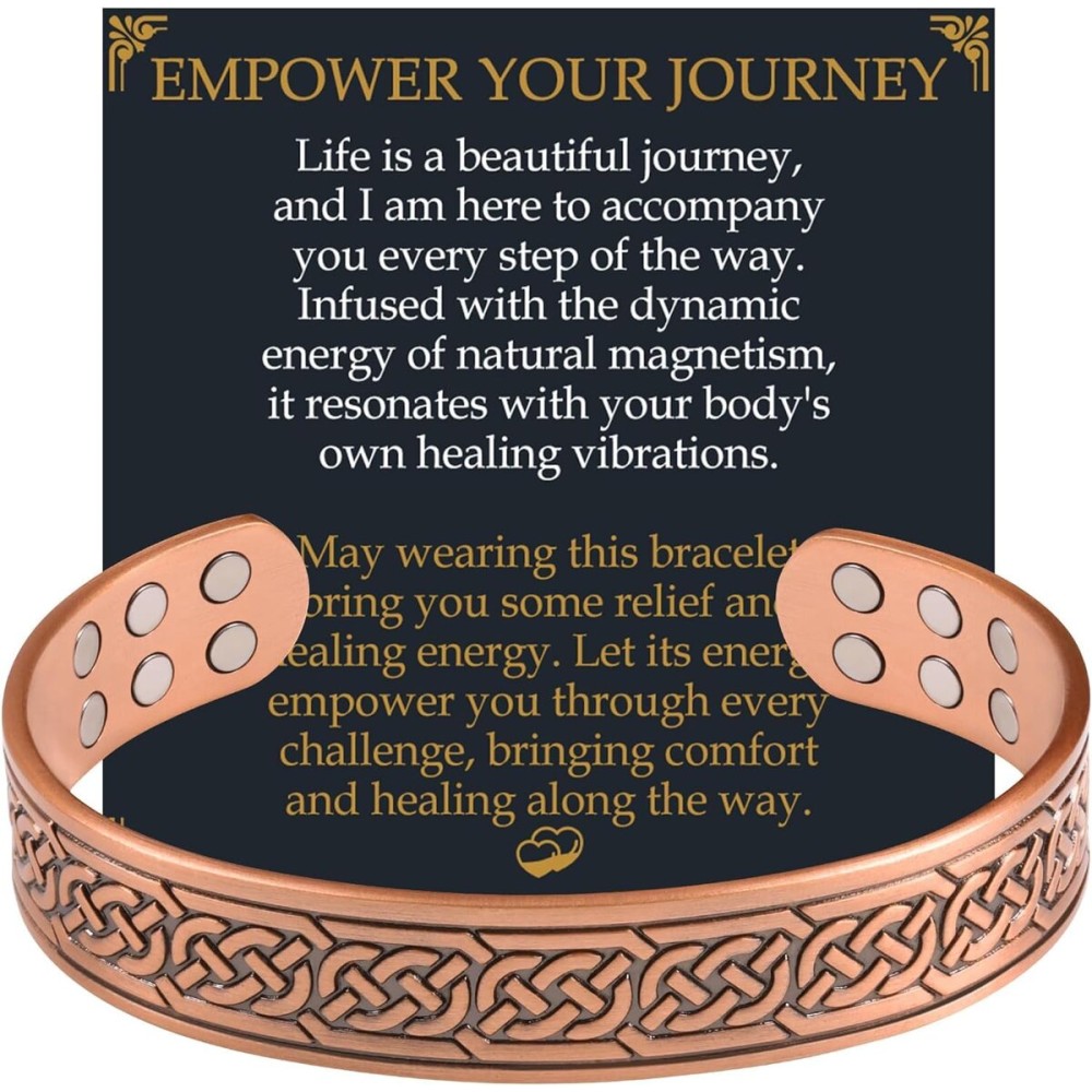 Jecanori Copper Bracelet for Men, 18X Strength Mens Magnetic Copper Bracelets with 3,800 Gauss Magnets