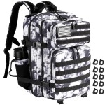 R.SASR Military Tactical Backpack 45L Large Tactical Backpack for Men, Hiking Rucksack With Bottle Holder (Black and White)