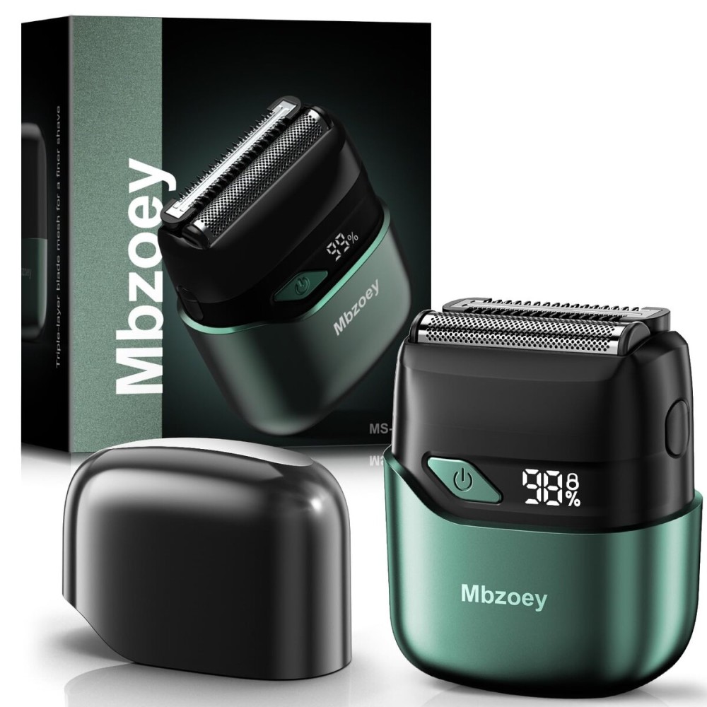 Mbzoey Electric Foil Shavers for Men: Mini Electric Razor for Face - IPX7 Waterproof Cordless Razor with LED Display & Fast Charge - Micro-Comb Technology & Precision Blades