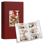 Vienrose Photo Album 4x6 holds 600 Photos 2 Pack, Baby Photo Album Linen Cover Memory Book for Gifts Wedding Family, Red