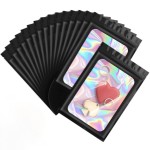 ANZNKU 100 Pcs Smell Proof Mylar Resealable Bags, Holographic Packaging Bags, Resealable Odor Foil Pouch Zip Bag with Clear Window for Food Storage and Lipgloss, Jewelry Lash (Black, 5.5 x 7.9 Inch)