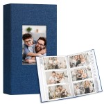 Vienrose Photo Album 4x6 holds 600 Photos 2 Pack, Baby Photo Album Linen Cover Memory Book for Gifts Wedding Family, Blue