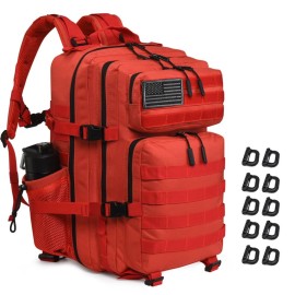 Military Tactical Backpack 45L Large Tactical Backpack for Men, Hiking Rucksack With Bottle Holder (Red)