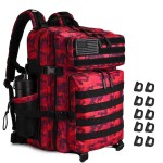 Military Tactical Backpack 45L Large Tactical Backpack for Men, Hiking Rucksack With Bottle Holder (Red Cp)
