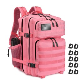 R.SASR Military Tactical Backpack 45L Large Tactical Backpack for Men, Hiking Rucksack With Bottle Holder (Pink)
