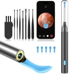 Ear Wax Removal Tool Camera with 8 Kits & 5 Ear Spoon, Ear Cleaner with Camera 1080P HD, Earwax Removal Kit with 6 LED Lights, Ear Wax Removal Kit for iOS & Android (Black)