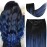 12 Clip in Hair Extensions Remy Human Hair Blue Balayage for Women - Silky Straight 100% Real Human Hair 50grams 4pieces (1B/Blue) T1B Color