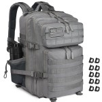 R.SASR Military Tactical Backpack 45L Large Tactical Backpack for Men, Hiking Rucksack With Bottle Holder (Gray)