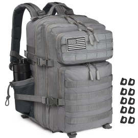R.SASR Military Tactical Backpack 45L Large Tactical Backpack for Men, Hiking Rucksack With Bottle Holder (Gray)