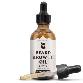 Striking Viking Beard Growth Oil with Biotin - 2 Fl Oz, Unscented - Thickening, Conditioning Biotin Beard Growth Serum for Men with Argan & Jojoba Oil - Facial Hair Serum for Men