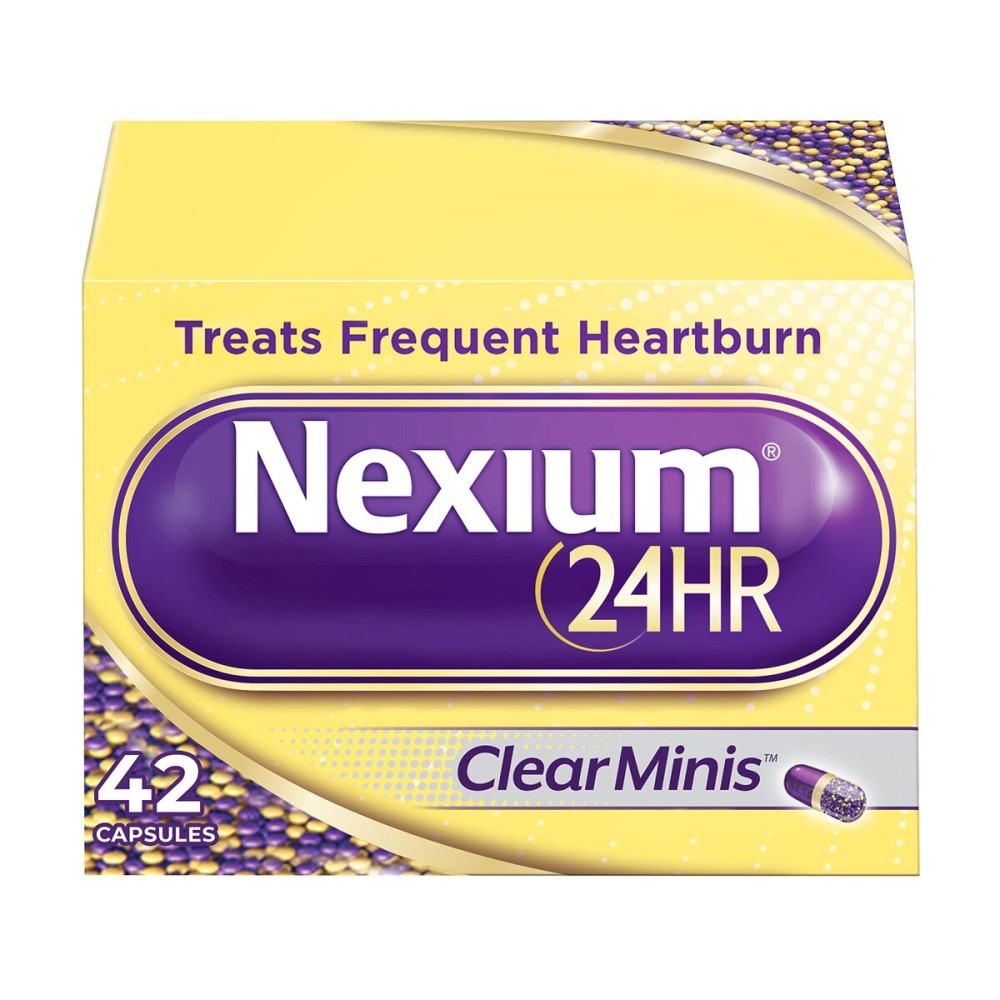 Nexium 24HR ClearMinis Acid Reducer Heartburn Relief Delayed Release Capsules for All-Day and All-Night Protection from Frequent Heartburn, Heartburn Medicine with Esomeprazole Magnesium - 42 Count