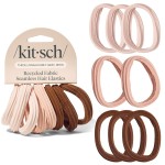 Kitsch Hair Ties No Damage - Strong, Stretchy Hair Bands | Soft Nylon Ponytail Holders, Snag-Free Rubber Bands, Perfect for Updos & Braids | Ideal Gifts for Women - Rosewood, 8pcs