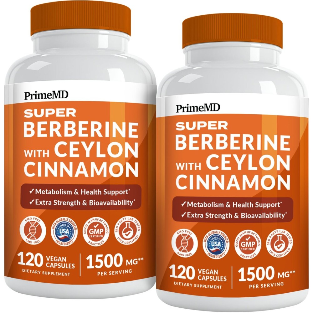 Super Berberine Supplement with Ceylon Cinnamon, BioPerine, Apple Cider, and Turmeric 1500mg - 8-in-1 Dihydroberberine Supplement for Overall Wellness and Balance Support (240 ct, Pack of 2)