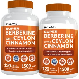 Super Berberine Supplement with Ceylon Cinnamon, BioPerine, Apple Cider, and Turmeric 1500mg - 8-in-1 Dihydroberberine Supplement for Overall Wellness and Balance Support (240 ct, Pack of 2)