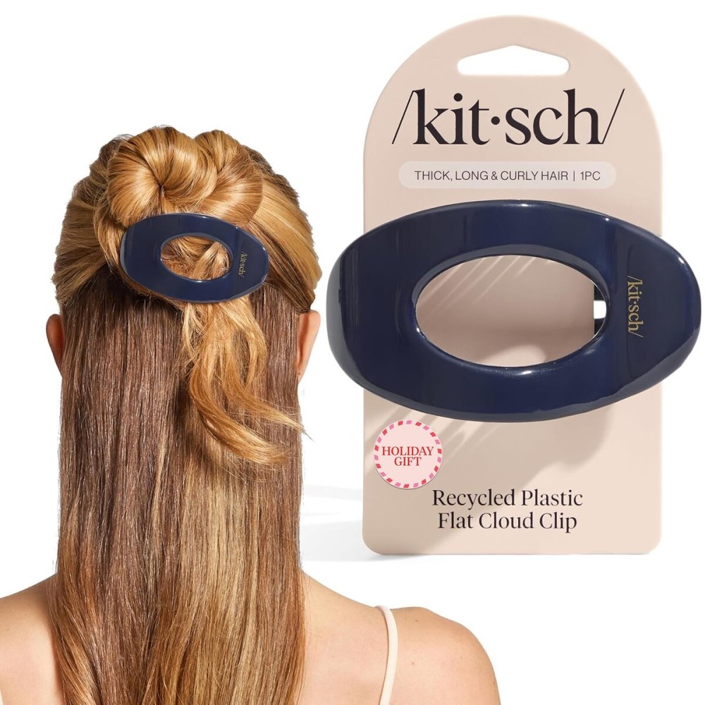 Kitsch Large Flat Claw Clips for Women - Stylish Flat Hair Clips, Strong Hold for Thick & Fine Hair | Non-Slip for Secure, Comfortable All-Day Wear | Ideal Gifts for Women - Blue Orchid