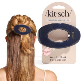 Kitsch Large Flat Claw Clips for Women - Stylish Flat Hair Clips, Strong Hold for Thick & Fine Hair | Non-Slip for Secure, Comfortable All-Day Wear | Ideal Gifts for Women - Blue Orchid