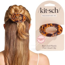Kitsch Small Flat Claw Clips for Women - Stylish Flat Hair Clips, Strong Hold for Thick & Fine Hair | Non-Slip for Secure, Comfortable All-Day Wear | Ideal Gifts for Women -Tortoise Design