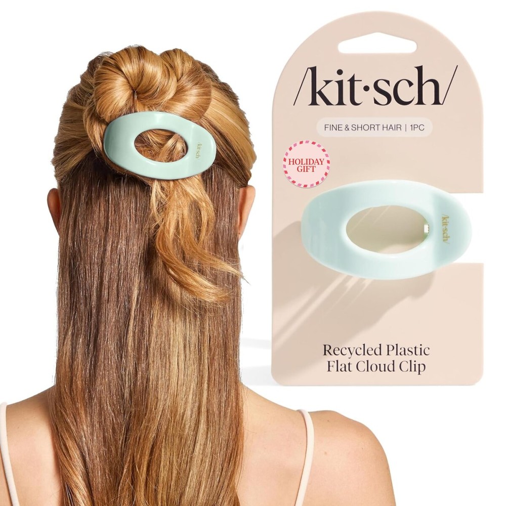 Kitsch Small Flat Claw Clips for Women - Stylish Flat Hair Clips, Strong Hold for Thick & Fine Hair | Non-Slip for Secure, Comfortable All-Day Wear | Ideal Gifts for Women - Sage Leaf