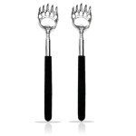 SQULIGT 2PCS Back Scratchers, Bear Claw Shaped Extendable Metal Retractable Telescopic Handle (Red&Black)