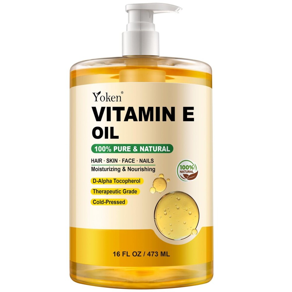 Yoken Vitamin E Oil 16 Fl Oz Organic Vitamina E Oil for Skin Bulk Vitamine oils for Face,Cold Pressed Hexane Free Formula Liquid Perfect Care Bath and Body oils