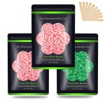 Wax Beads for Hair Removal 10.5oz (300g), Auperwel Hard Wax Beads Beans for Sensitive Skin Brazilian Waxing, Face, Bikini, Eyebrow, Legs, Painless for Women Men, 3 packs Kit with 10 Sticks