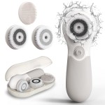 Face Scrubber with 3 Brush Heads & 2 Speeds - Deep Cleaning, Exfoliating, and Massaging for All Skin Types - Facial Cleansing Brush Includes Silicone Head, Travel Case & Free-Plastic Packaging