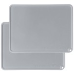 KVK Silicone Placemat for Toddles Kids Non-Slip Reusable Portable Baby Placemats for Restaurant Stain-Proof Children Food Mats Eating Table Mat 2 Pack (Silver Gray)