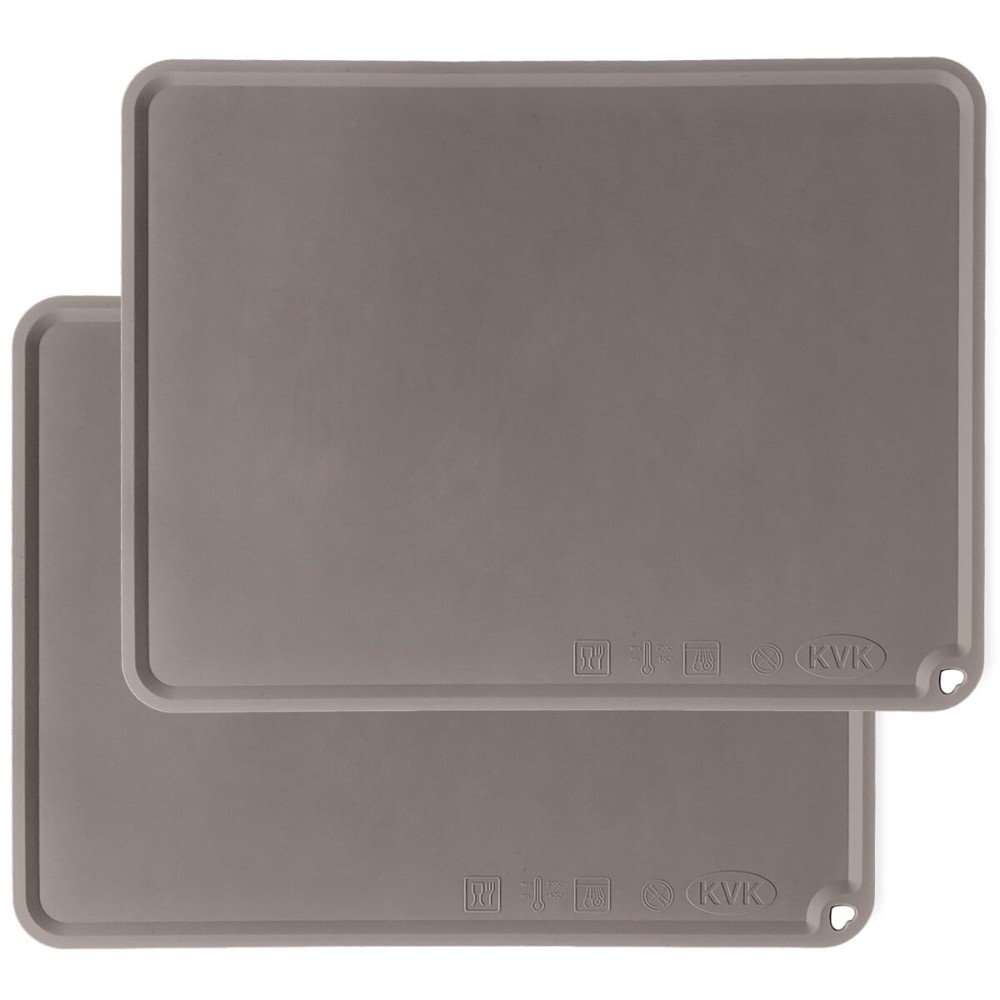 KVK Silicone Placemat for Toddles Kids Non-Slip Reusable Portable Baby Placemats for Restaurant Stain-Proof Children Food Mats Eating Table Mat 2 Pack (Charcoal)