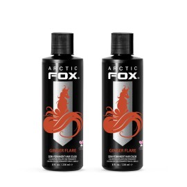 Arctic Fox Semi-Permanent Hair Dye, Vegan & Cruelty-Free, Ammonia-Free, Orange Ginger Flare, Long Lasting, Conditioning, For All Hair Types, 8 Fl Oz (Pack of 2)