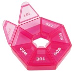 Deke Home - Small Weekly Pill Organizer, Round Pill Dispenser for Travel, Mini Pill Organizer, Compact Medicine Holder, Pill Sorters 7 Days, Portable Vitamin Container, BPA Free (Food Grade)