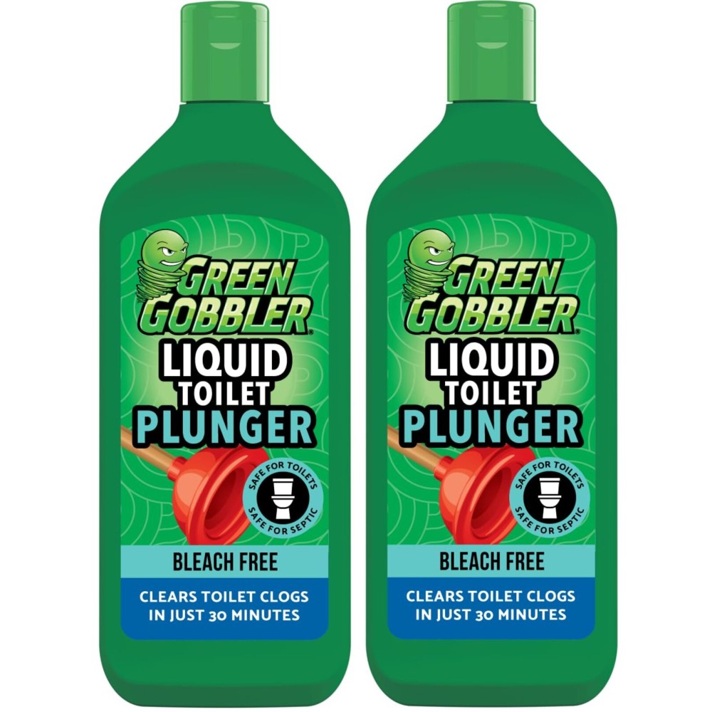 Green Gobbler Liquid Toilet Plunger | Clog Remover | Safe for Toilets and Septic | 2 Pack