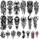 Yazhiji 77 Sheets Cyber Sigilism Temporary Tattoos Adult, 17 Sheets Cyber Seal Fake Arm Chest Shoulder Tattoo Stickers, 60 Sheets Tiny Black Tattoos for Women Men Kids