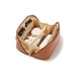 EACHY Makeup Bag, Large Capacity Cosmetic Bags for Women, Waterproof PU Leather Flat Open Toiletry Bag with Makeup Brush Organizer