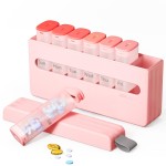Weekly Pill Organizer 2 Times a Day - Am Pm Pill Box 7 Day, Large Twice Medicine Pill Case for Daily Medication, Vitamins, Fish Oils, Supplements Portable Week Pill Holder Container, Translucent Pink