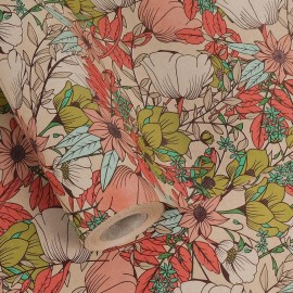 Aimyoo Kraft Floral Wrapping Paper Roll - Jumbo Roll - 30 Inch x 33 Feet - All Occasion Vintage Flower Gift Wrap Paper for Mother\'s Day Wedding Birthday Bridal Shower