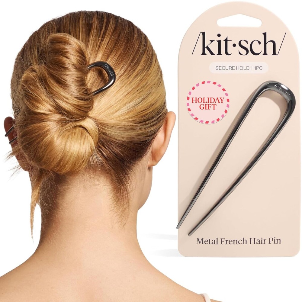 Kitsch Metal French Hair Pin for Women - Elegant Hair Accessories, Ideal for Buns & French Twist, Designed for a Secure, Comfortable Fit | Ideal Gifts for Women - Hematite