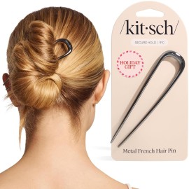 Kitsch Metal French Hair Pin for Women - Elegant Hair Accessories, Ideal for Buns & French Twist, Designed for a Secure, Comfortable Fit | Ideal Gifts for Women - Hematite