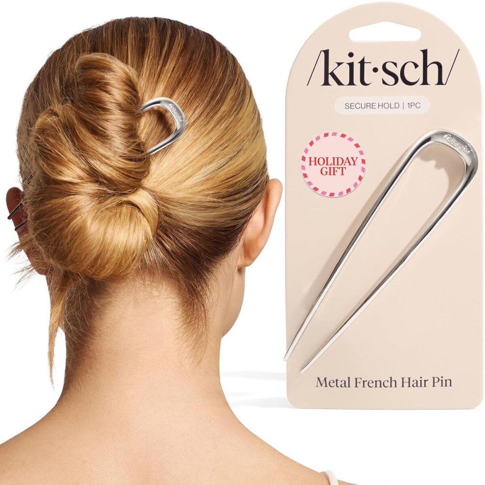 Kitsch Metal French Hair Pin for Women - Elegant Hair Accessories, Ideal for Buns & French Twist, Designed for a Secure, Comfortable Fit | Ideal Gifts for Women - Silver