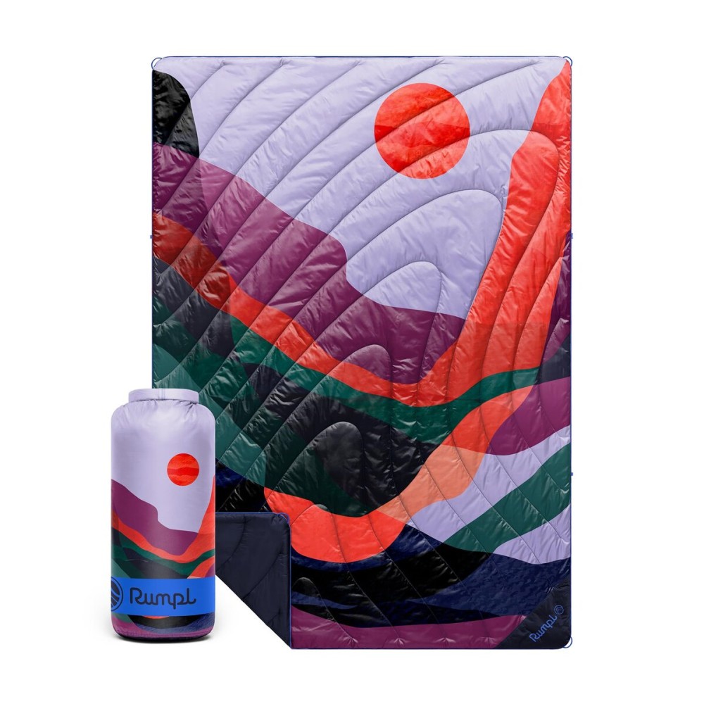 Rumpl Original Puffy Blanket - Warm, Water-Resistant Camping Blanket with 100% Recycled Synthetic Insulation, 52x75, Original Puffy V2, Valley Dusk