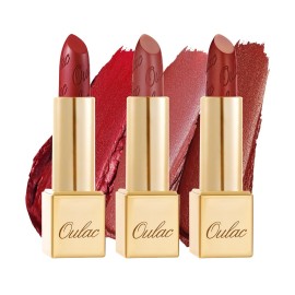 Oulac Metallic Red Lipstick Set 3PCS High Impact Lipcolor with Moisturizing Formula, Vegan Beauty, Full-Coverage Lip Color, Gift Lipstick for Women, 4.3g X 3PCS, 12+GM05+GM13