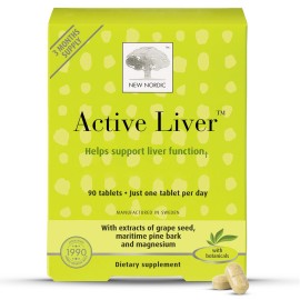 NEW NORDIC Active Liver 90-Day Supply, Daily Liver Supplement, Milk Thistle, Artichoke & Turmeric, 90 Tablets