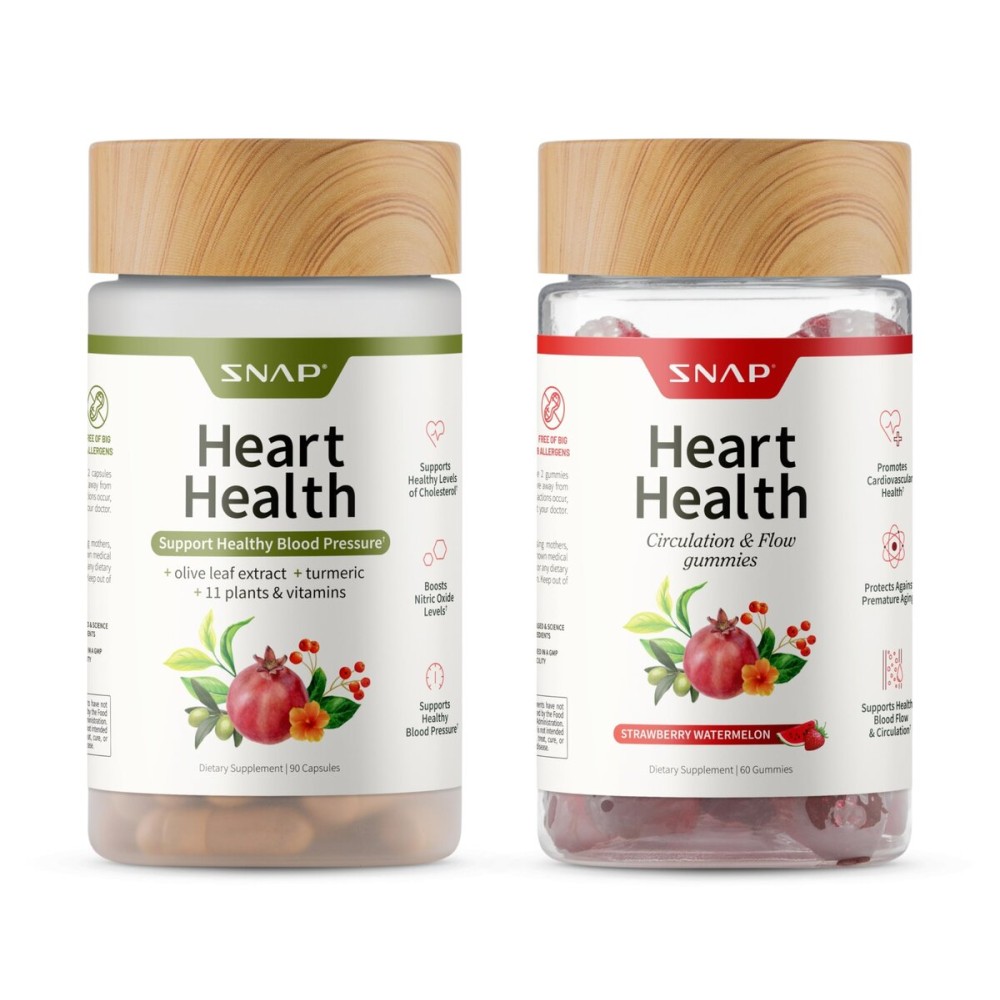 Snap Supplements Heart Health Bundle: CoQ10, Organic Beet Root, Hawthorn Berry, Turmeric & Odorless Garlic Capsules + Sugar-Free Gummies, 90 Caps & 60 Gummies