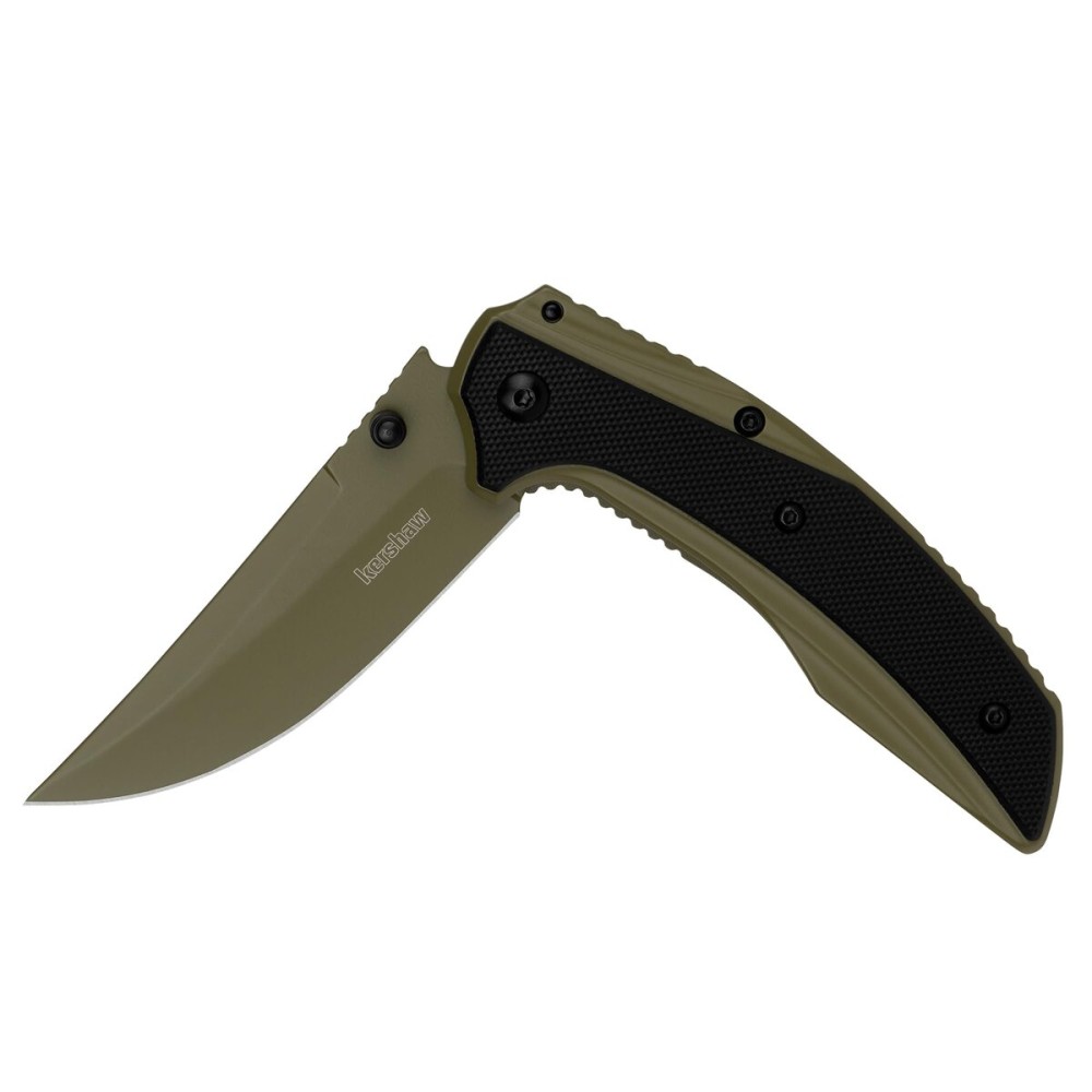 Kershaw Outright Pocket Knife, Olive, 3 Inch Stainless Steel Trailing Point Plain Edge Blade, EDC with Assisted Opening, Deep-Carry Pocketclip, Everyday Carry Pocket Knife for Men and Women