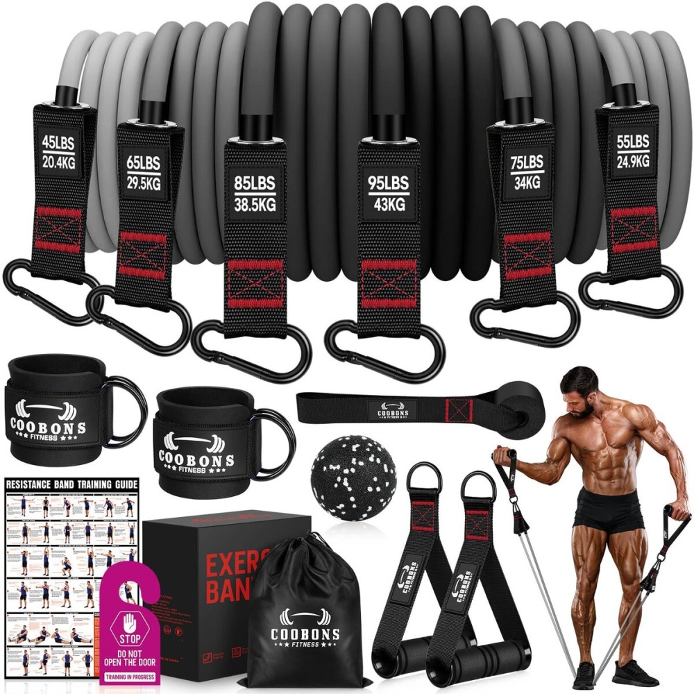 Heavy Resistance Bands for Working Out, 420LBS Exercise Bands with Handles, Workout Bands for Men, Weight Fitness Bands Set for Muscle Training, Strength, Slim, Yoga, Home Gym Equipment