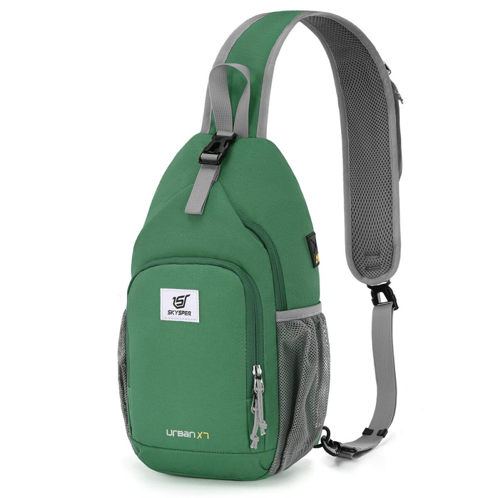 SKYSPER Sling Bag RFID Crossbody Sling Backpack Cross Body Shoulder Bag Travel Hiking Daypack for Women Men(Green)