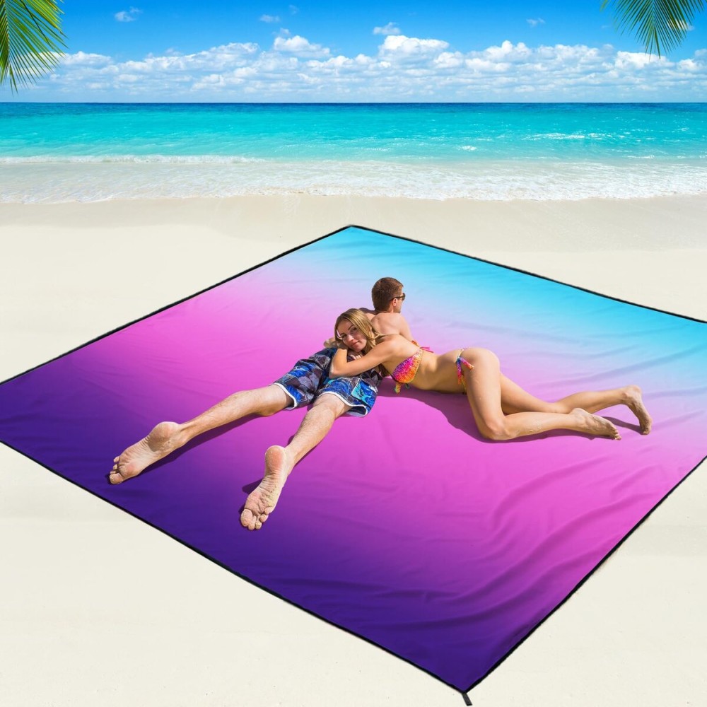 WIWIGO Beach Blanket Waterproof Sandproof Beach Mat 79 X 83/10\'x9\'for 2-8 Adults Quick Drying Outdoor Picnic Mat Beach Accessories for Travel, Camping, Hiking
