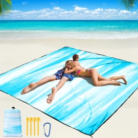 WIWIGO Beach Blanket Waterproof Sandproof Beach Mat 79 X 83/10\'x9\'for 2-8 Adults Quick Drying Outdoor Picnic Mat Beach Accessories for Travel, Camping, Hiking