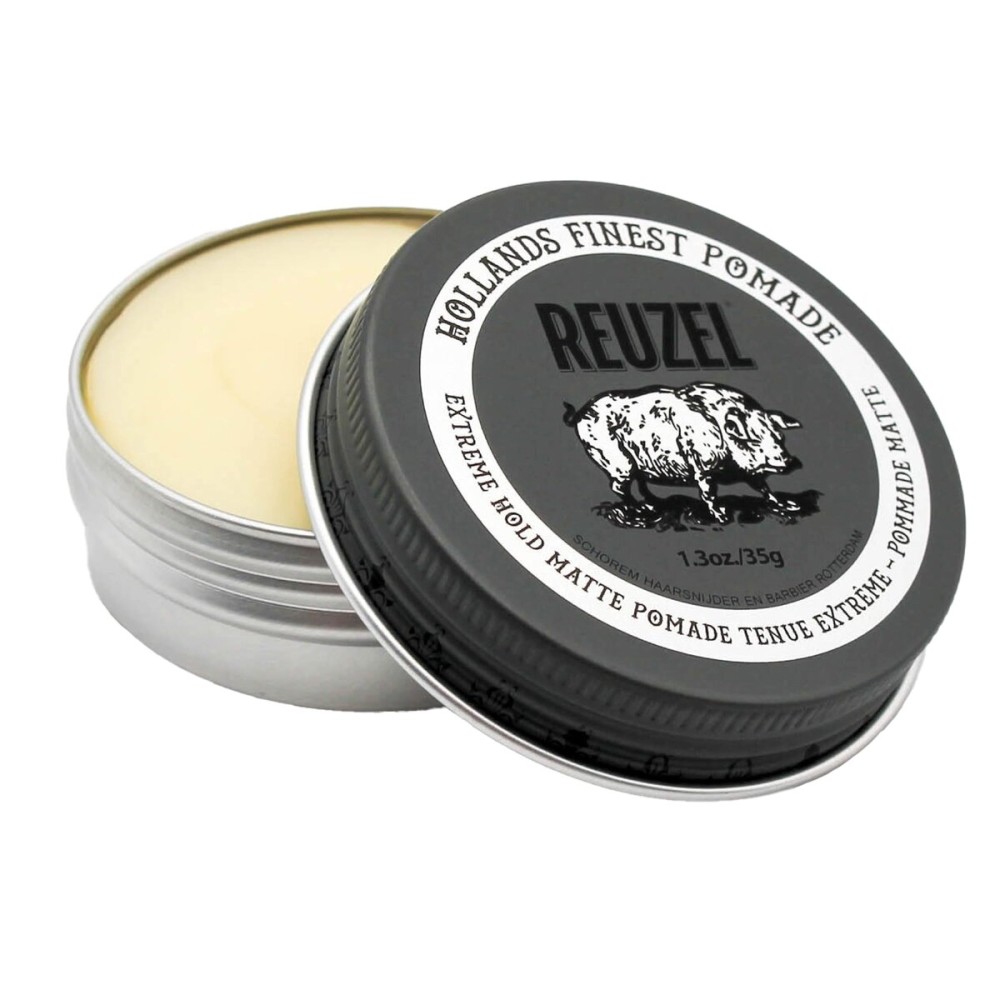 REUZEL Extreme Hold Matte Pomade, Strongest All Day Hold, Water Soluble Styling, Matte Finish & Flake Free, Easy To Wash Out, For All Hair Types