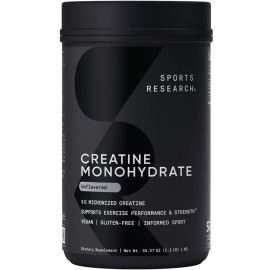 Sports Research Creatine Monohydrate - Gain Lean Muscle, Improve Performance and Strength and Support Workout Recovery - 5 g Micronized Creatine - 35.27 oz